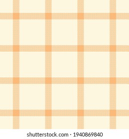 Windowpane pattern seamless for spring summer in orange and off white. Pixel textured background vector graphic for jacket, skirt, scarf, shirt, tablecloth, other modern fashion textile print.