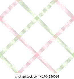 Windowpane pattern summer in pink, green, white. Herringbone textured seamless tattersall tartan light pastel check plaid graphic for scarf, blanket, skirt, or other modern fashion textile design.