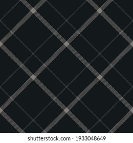 Windowpane plaid pattern herringbone in dark grey. Seamless textured background vector graphic for skirt, flannel shirt, blanket, other modern spring autumn winter everyday fashion textile print.