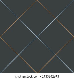 Windowpane plaid pattern stitched in dark grey, blue, brown. Seamless textured background graphic for flannel shirt, skirt, jacket, other modern everyday spring autumn winter fashion fabric design.