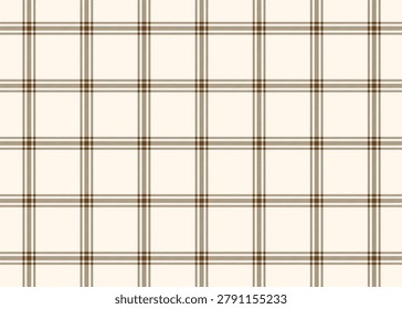 Windowpane plaid seamless pattern background. Vintage beige brown plaid pattern for clothing fabric
