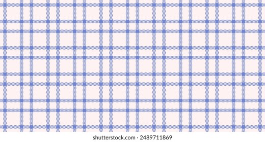 Windowpane seamless pattern texture, grand fabric tartan textile. Winter vector plaid background check in sea shell and blue colors palette.