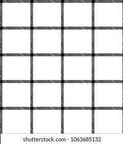 Windowpane Sketchy Plaid Seamless Pattern Vector Illustration