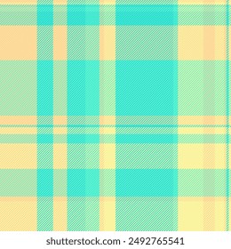 Windowpane tartan background texture, thin fabric vector textile. Mexican seamless plaid check pattern in teal and amber colors.