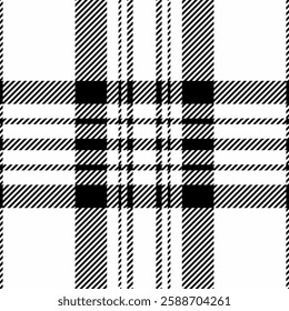 Windowpane tartan plaid check, fur seamless fabric background. Rural texture pattern textile vector in white and black colors palette.