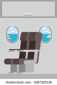 windows airplane with chairs