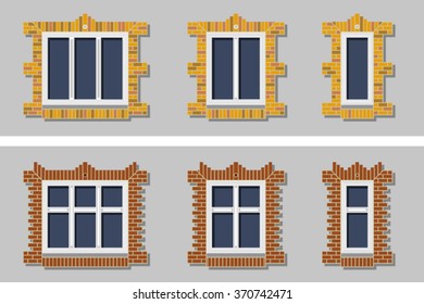 Windows Brick Frame Isolated On Grey Stock Vector (Royalty Free ...