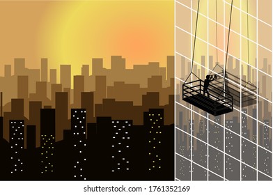 A windows cleaner of skyscrapper