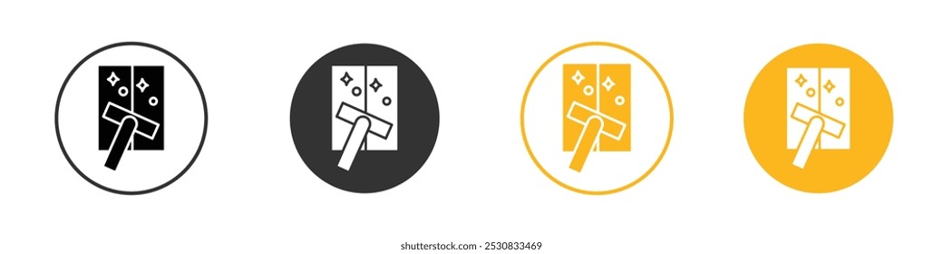 Windows cleaning icon black and white vector outline sign