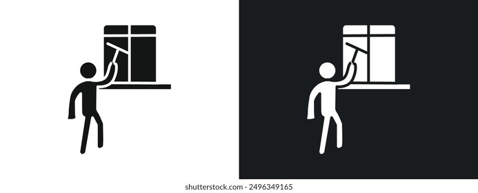 Windows cleaning icon linear graphics set vector in black