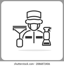 Windows cleaning service icon. Cleaning service worker pictogram icon image vector illustration design. Time to clean the house.