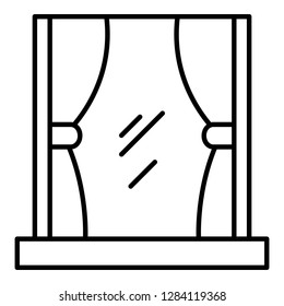 Icono de cortinas de Windows. Ventana de esquema cortinas icono vectorial para diseño web aislado en fondo blanco