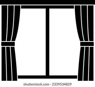 Windows and Curtains Isolated Vector Silhouette