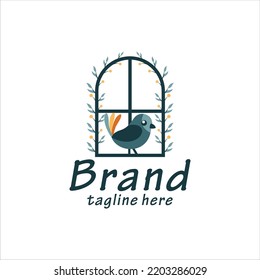 Inspiración en el diseño del logotipo de Windows y Cute Bird con el logotipo de Leaf Ornament.