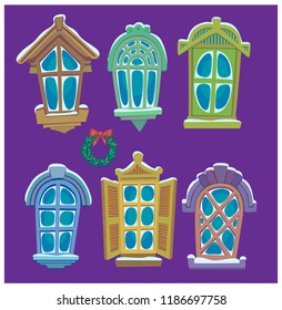 Ventanas de diferentes formas con vector de conjunto de vidrio