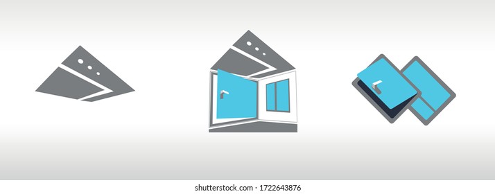 Windows, Doors, and Ceiling, Construction Logo set