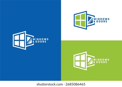 Design de logotipo de portas e janelas para empresas modernas, conceito mínimo e limpo, perfeito para imóveis, arquitetura, construção e marca de melhoria da casa