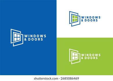 Design de logotipo de portas e janelas para empresas modernas, conceito mínimo e limpo, perfeito para imóveis, arquitetura, construção e marca de melhoria da casa