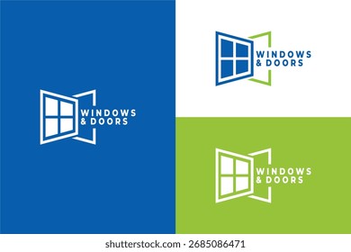 Design de logotipo de portas e janelas para empresas modernas, conceito mínimo e limpo, perfeito para imóveis, arquitetura, construção e marca de melhoria da casa
