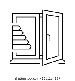 windows energy efficient line icon vector. windows energy efficient sign. isolated contour symbol black illustration