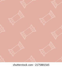 Windows engraved seamless pattern. Retro frame glass window hand drawn style. Sketch texture for fabric, wallpaper, textile, print, title, wrapping paper. Vector illustration.