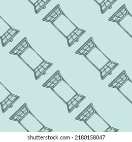 Windows engraved seamless pattern. Retro frame glass window hand drawn style. Sketch texture for fabric, wallpaper, textile, print, title, wrapping paper. Vector illustration.