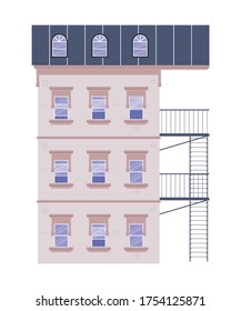 ventanas y escaleras de escape fuera diseño de edificio blanco, arquitectura hogar y tema de la casa Ilustración vectorial