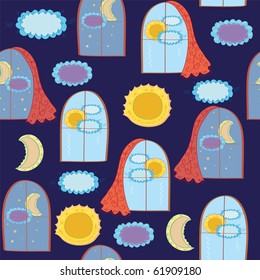 Windows funny seamless pattern at day and night