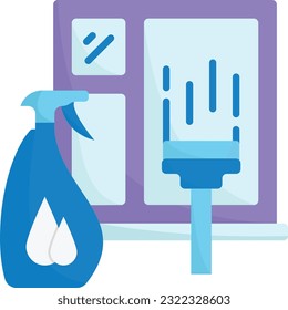 windows glass cleaning Squeegee with liquid spray concept vector icon design, Housekeeping symbol, Office caretaker sign, porter or cleanser equipment stock illustration