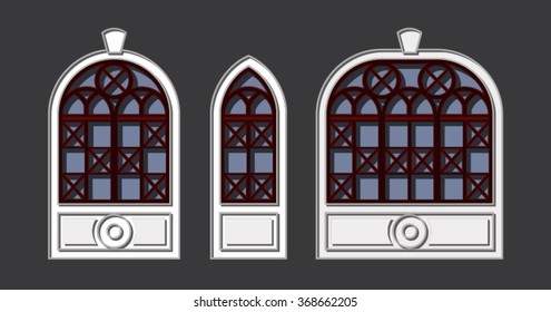windows in the Gothic style isolated on gray background