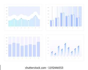Windows with graphs and charts, set of vector elements for design sites