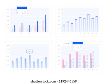 Windows with graphs and charts, set of vector elements for design sites