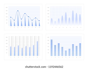 Windows with graphs and charts, set of vector elements for design sites