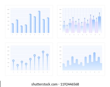 Windows with graphs and charts, set of vector elements for design sites