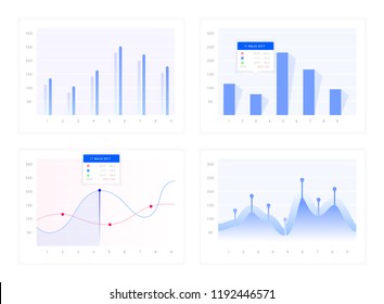 Windows with graphs and charts, set of vector elements for design sites