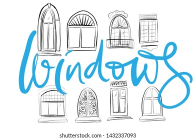 Windows hand drawn illustration for your desigm: wallpaper, website