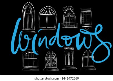 Windows hand drawn illustration for your desigm: wallpaper, website