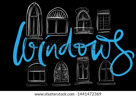Windows hand drawn illustration for your desigm: wallpaper, website