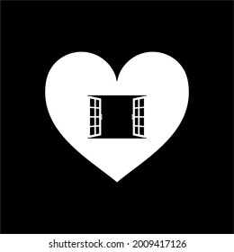 Windows of the Heart Icon Symbol. Windows in the Heart-Shaped Illustration. Vector Illustration
