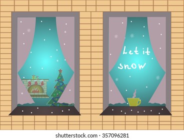 Windows of house with view on the inside