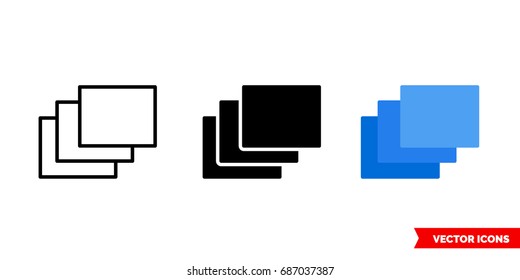 Windows icon of 3 types: color, black and white, outline. Isolated vector sign symbol.