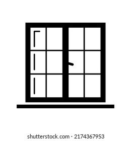 Windows-Symbol, Glyph-Stil. Architekturelemente. Schwarze Symbole einzeln auf weißem Hintergrund. Vektorsymbol. Doppelfensterrahmen