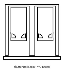 Windows icon in outline style isolated on white background. Building symbol vector illustration