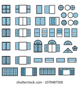 Windows icon set. Window types set. Vector.