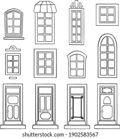 Windows icons. Windows frames line icon set. Vector illustration. Editable stroke. Vector illustration