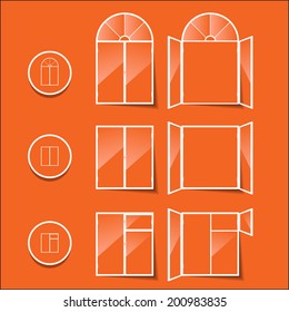 windows, icons, isolated on a orange background for your design