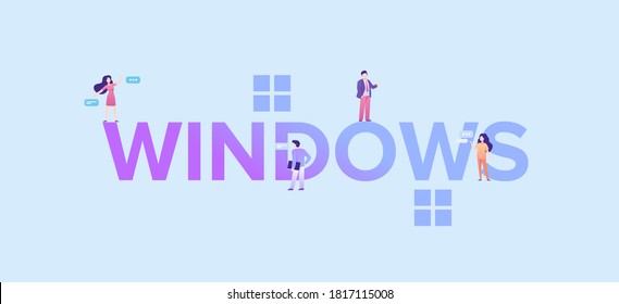 Windows Illustration. Popular Software Technology For Computer And Mobile Devices Modern Information Space With Factory User Interface User Friendly Applications Friendly Web Vector Tools.