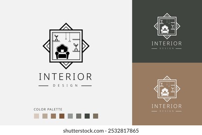 Design de logotipo interior do Windows para decoração de casa ilustração vetorial