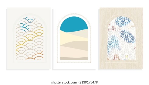 Windows Landscape Vector Background Template Set Stock Vector (Royalty ...