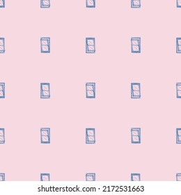 Windows lean forward engraved seamless pattern. Retro frame glass window hand drawn style. Sketch texture for fabric, wallpaper, textile, print, title, wrapping paper. Vector illustration.